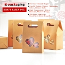 5 pcs 10x15.5cm Handle Hole Paper Box Small Kraft Gift Boxes with Clear Window Supplies